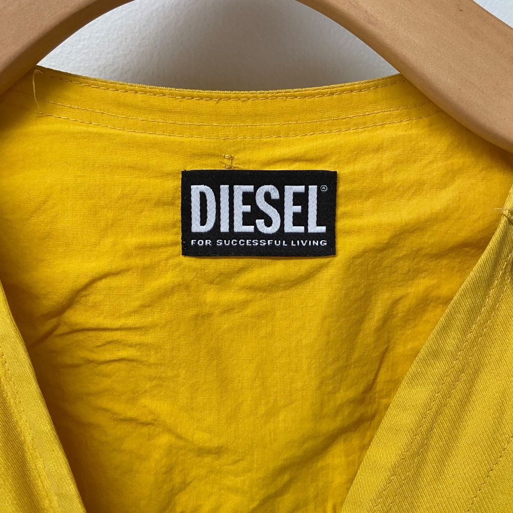 Diesel Mustard Sleeveless D-Giuditta Tie-Front Casual Rocker Dress Size XS Italy - Picture 4 of 16